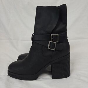 Korks Meegan Mid Shaft Black Leather Moto Boots 7.5